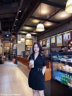 Váy cúc cổ vest sang chảnh
