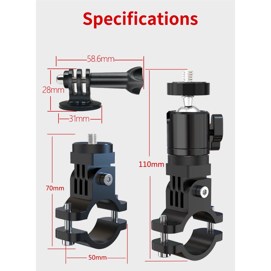 Giá đỡ máy ảnh 1 / 4 '' XT-XINTE bằng hợp kim nhôm chất lượng gắn tay lái xe đạp / mô tô