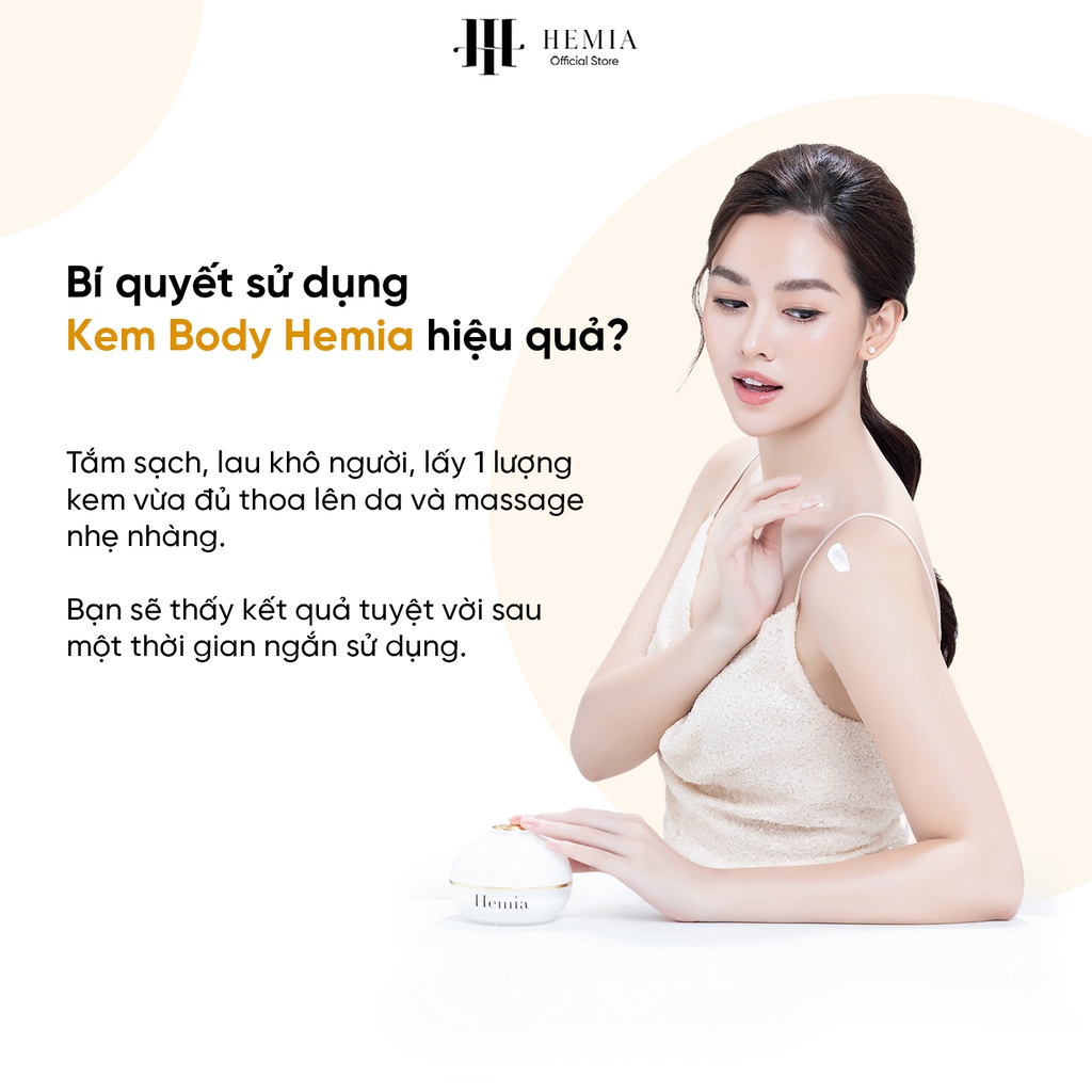 Kem body dưỡng thể dưỡng trắng da toàn thân Hemia thạch tuyết cao cấp hộp 150gr