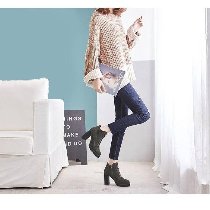 Giày Cao Gót Thiết Kế Mới Dày Dặn Thời Trang Dành Cho Mùa Thu Đông