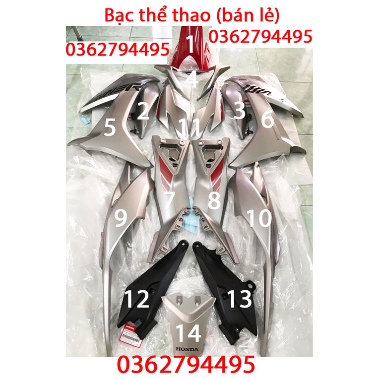 Dàn áo Winner X bản Bạc đỏ đen thể thao Zin chính hãng Honda