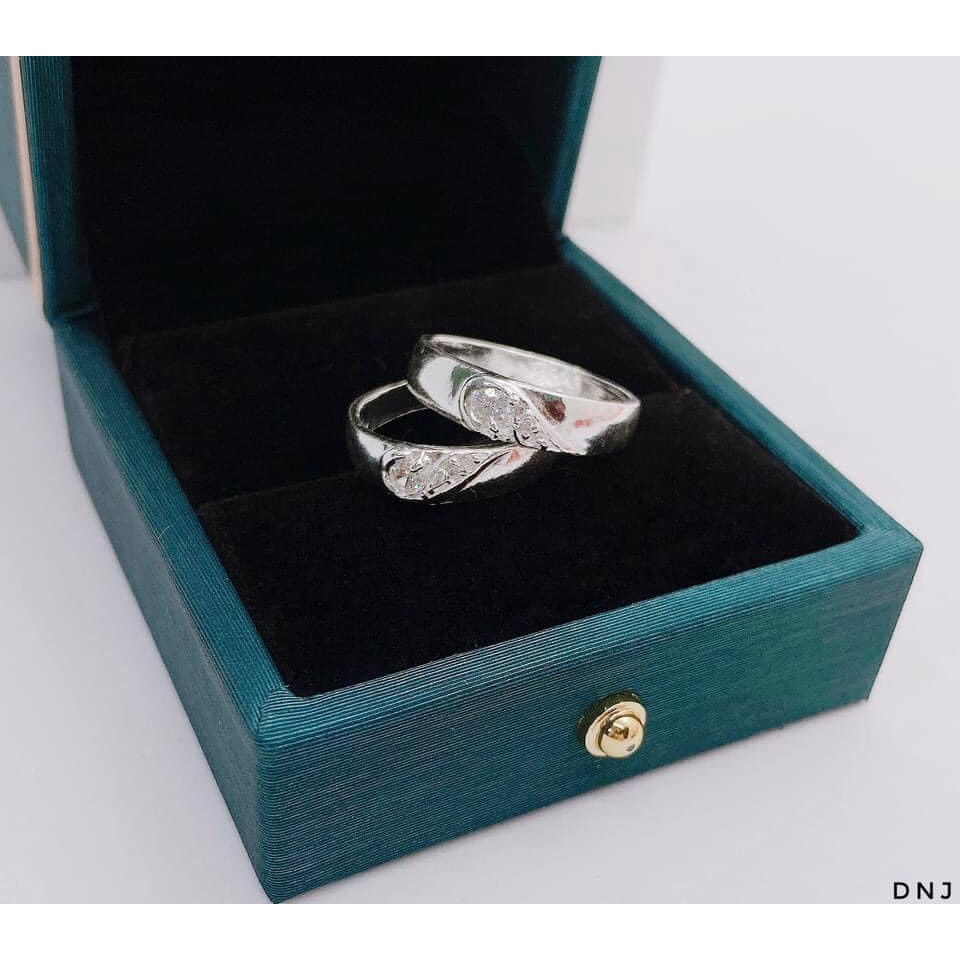 Nhẫn đôi nhẫn cặp nhẫn tim ghép đính đá chuẩn bạc ta cao cấp - Kho sỉ bạc Nhất Linh