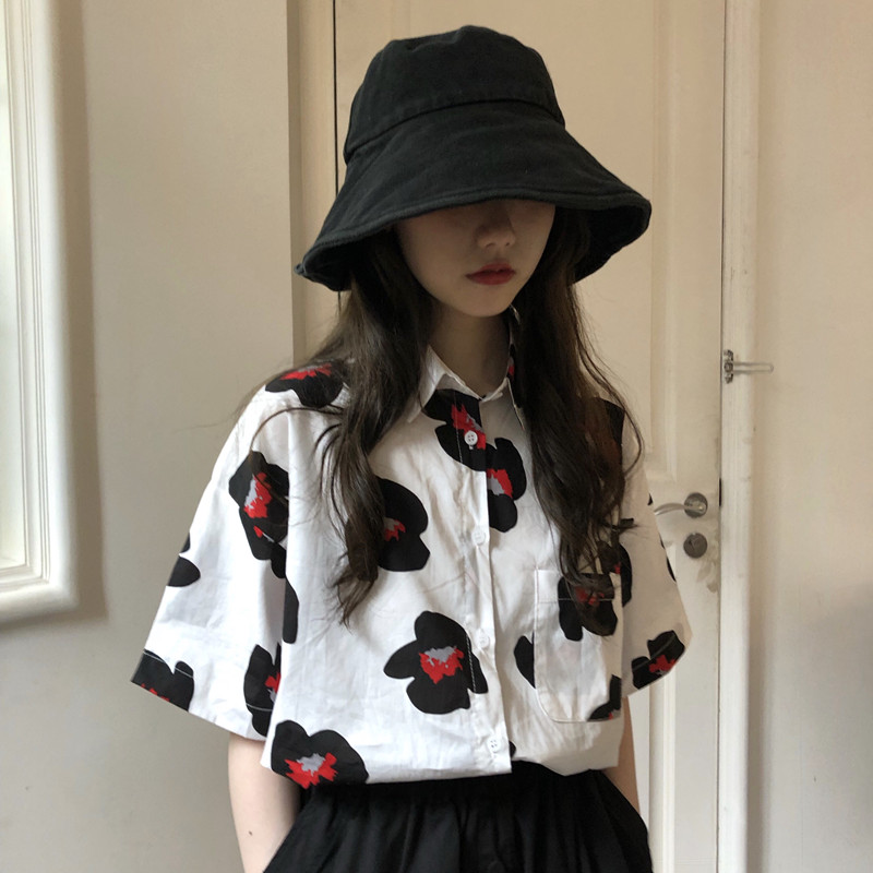 NRVP Áo sơ mi nữ tay ngắn dáng rộng kiểu Hàn Quốc thời trang mùa thu 2021