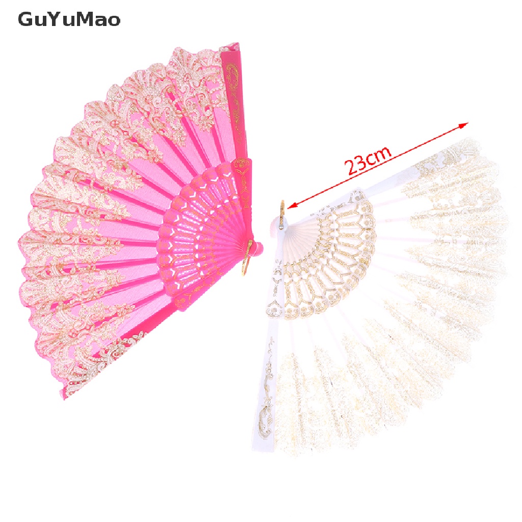 Quạt Xếp Cầm Tay Bằng Lụa Phối Ren Hoa Phong Cách Tây Ban Nha