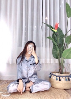 ( Freesize Lụa ) Đồ Bộ Pijama Lụa Ren - Tay Dài Quần Dài