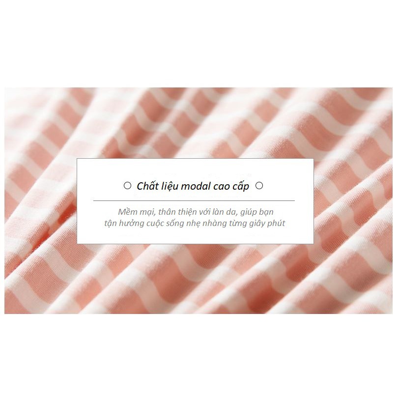 Bộ Mặc Nhà Có Đệm Ngực Vải Modal Kẻ Sọc Cao Cấp CT381