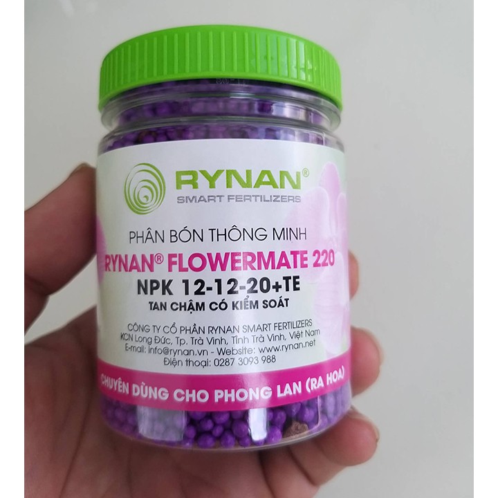 Phân bón Tan chậm Thông Minh RYNAN FLOWERMATE 220 (NPK 12-12-20+TE): Chuyên dùng cho Hoa Lan