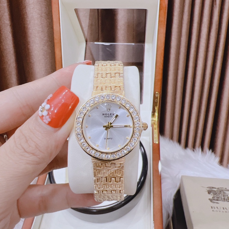 Đồng hồ nữ Rolex, dây thép không rỉ hàng full box, có thẻ bảo hành 12 tháng