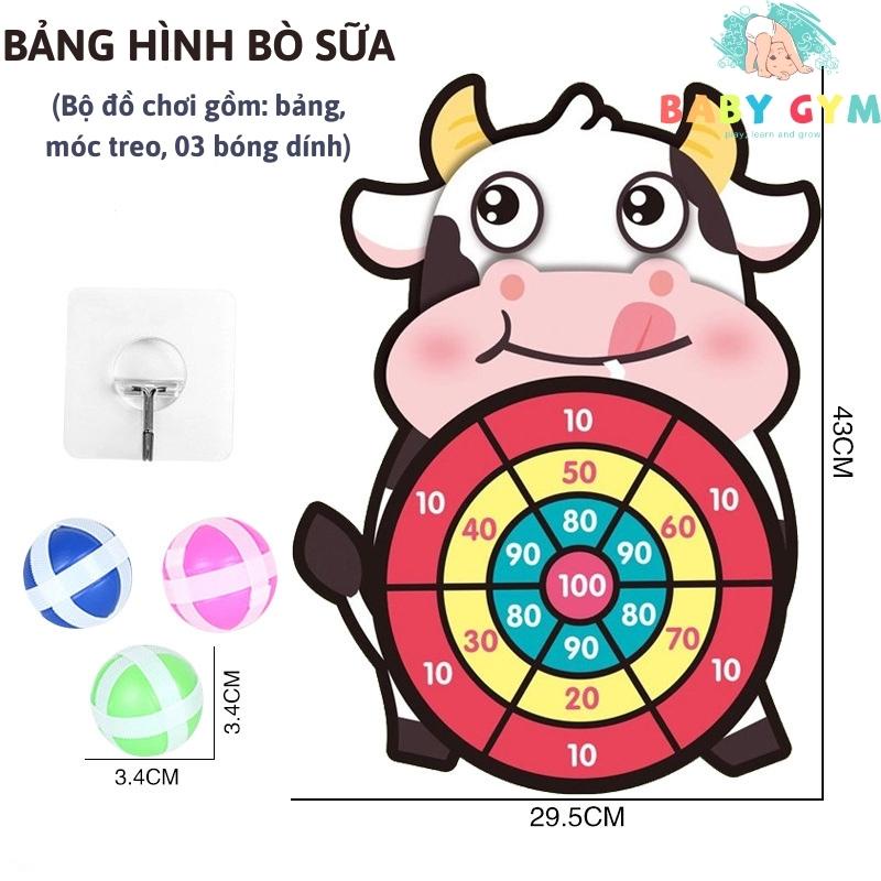 Bảng phi tiêu ném bóng dính cho bé, bảng ném bóng gai hình con vật - BABYGYM