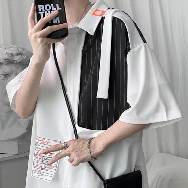 Áo Sơ Mi Tay Ngắn Kẻ Sọc Thời Trang Hàn Quốc Cho Nam