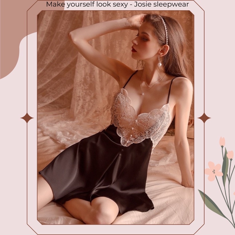 Váy Ngủ Lụa Sexy, Đầm Ngủ Ren Hoa Ngực Siêu Gợi Cảm Quyến Rũ Yêu Ngay