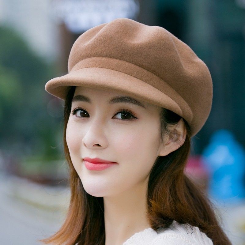 Mũ len nữ nồi mùa thu và đông thời trang Hàn Quốc bát giác kiểu Anh hoang dã triều của phụ