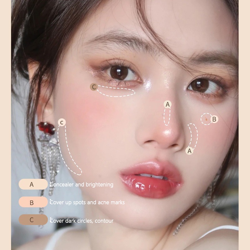 Bảng Kem Che Khuyết Điểm 3 Màu Che Phủ Quầng Thâm Mắt Và Mặt Chuyên Nghiệp ruiyan