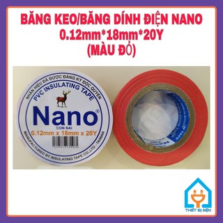[BĂNG KEO ĐIỆN NANO, MÀU ĐỎ 20Y] BĂNG KEO ĐIỆN, BĂNG DÍNH ĐIỆN NANO (0.12mm*18mm*20Y) - MÀU ĐỎ