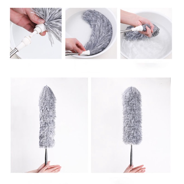 Chổi quét trần nhà bằng sợi vải siêu nhỏ, cán inox dài cao cấp , đầu chổi linh hoạt xoay 360 độ