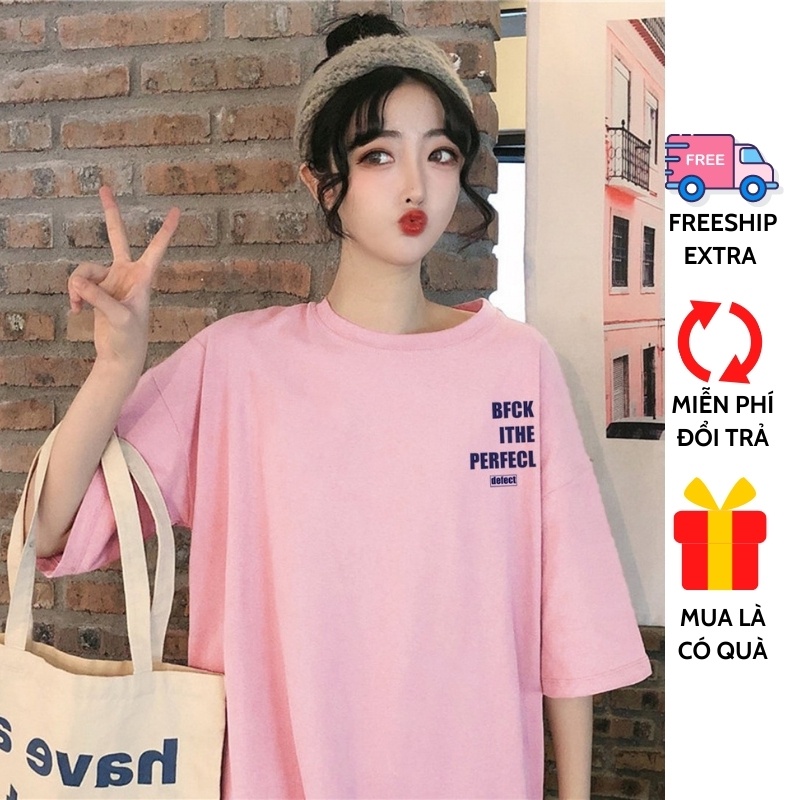 Áo Phông Uniex Nam Nữ Tay Lỡ In Nhiệt BFCK ITHE PERFECT Màu Tím,Hồng,Xanh,Trắng,Xám-Chikos