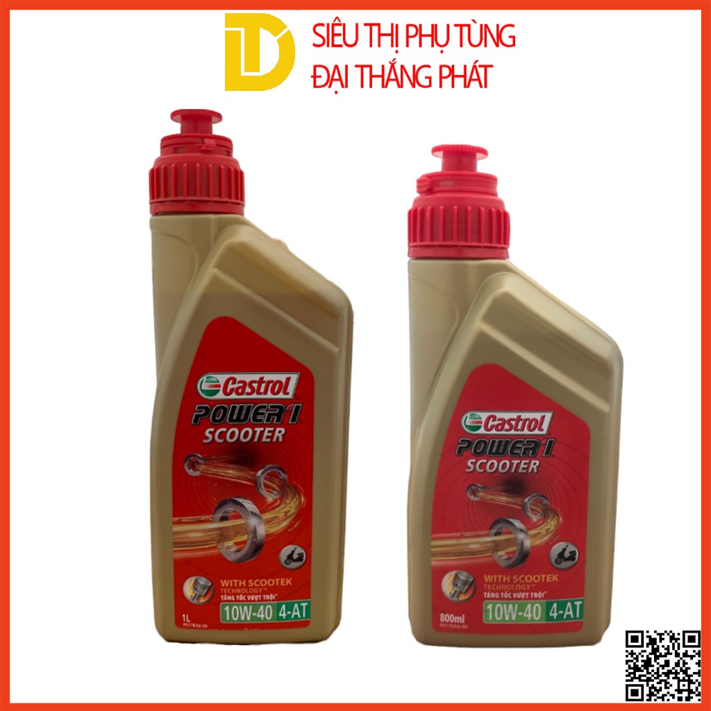 Dầu nhớt xe ga Castrol Power 1 Scooter 10W40 4AT dung tích 800ml - 1L chính hãng