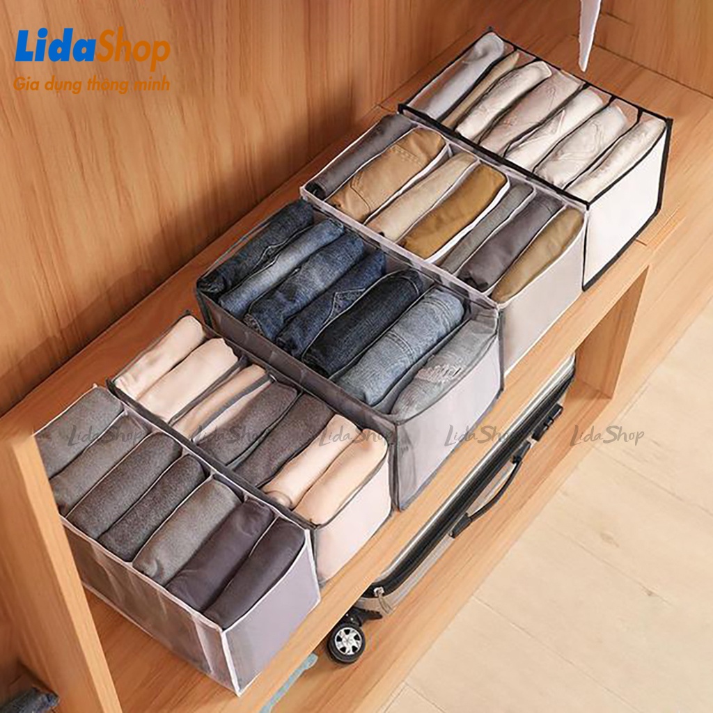 Túi vải đựng quần áo có khungLidashop, hộp đựng quần áo có khung nhiều ngăn sắp xếp tủ quần áo _T7N