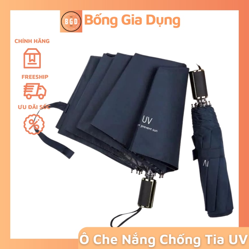 Ô Gấp Gọn Phủ Lớp Chống Tia Uv, Ô Che Mưa Cầm Tay, Dù Chống Nắng Cao Cấp - Tặng Túi Đựng Ô