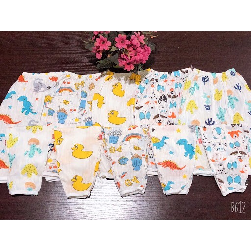 (Set 10) Quần dài cotton giấy cho bé sơ sinh từ 0-15 tháng (Hàng Việt Nam)