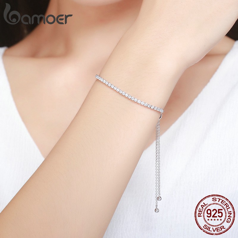 Vòng Tay Bamoer SCB02946 Bằng Bạc 925 Đính Đá Xinh Xắn Cho Nữ