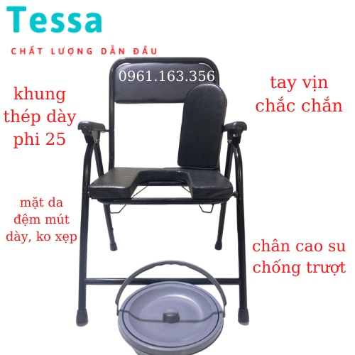 Bô cho người già, bô vệ sinh đi động đa năng chất lượng cao, có viền cao su chống trơn trượt, nắp có chốt hãm