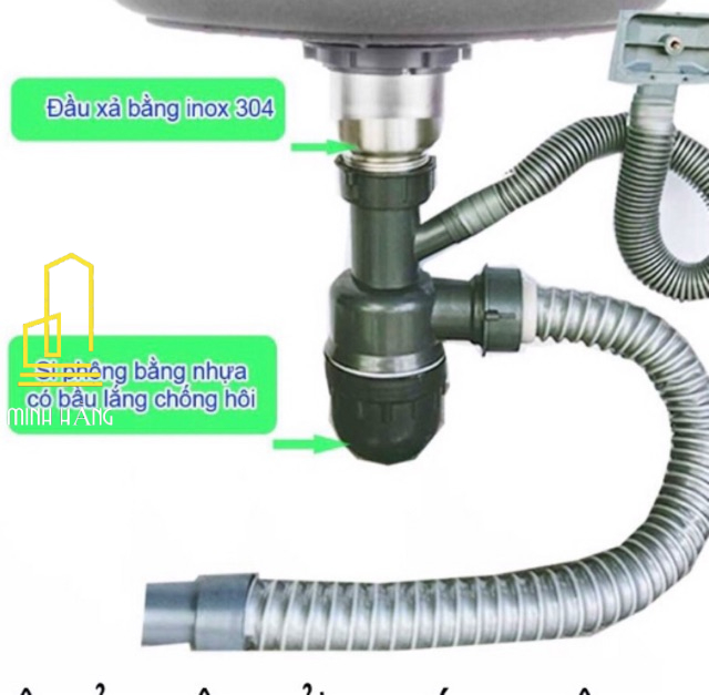 BỘ XẢ CHẬU RỬA CHÉN BÁT ĐƠN INOX, BỘ XI PHÔNG XẢ NƯỚC CHẬU CHÉN ĐƠN