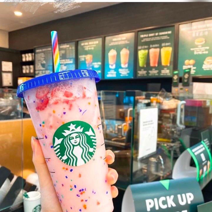Ly Uống Nước Starbucks Bằng Nhựa Có Ống Hút Thay Đổi Màu Sắc Độc Đáo