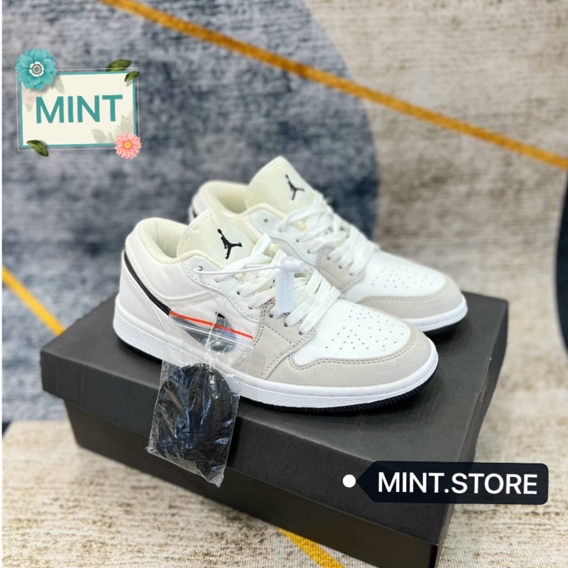Giày thể thao sneaker trắng móc đen nỉ thấp cổ