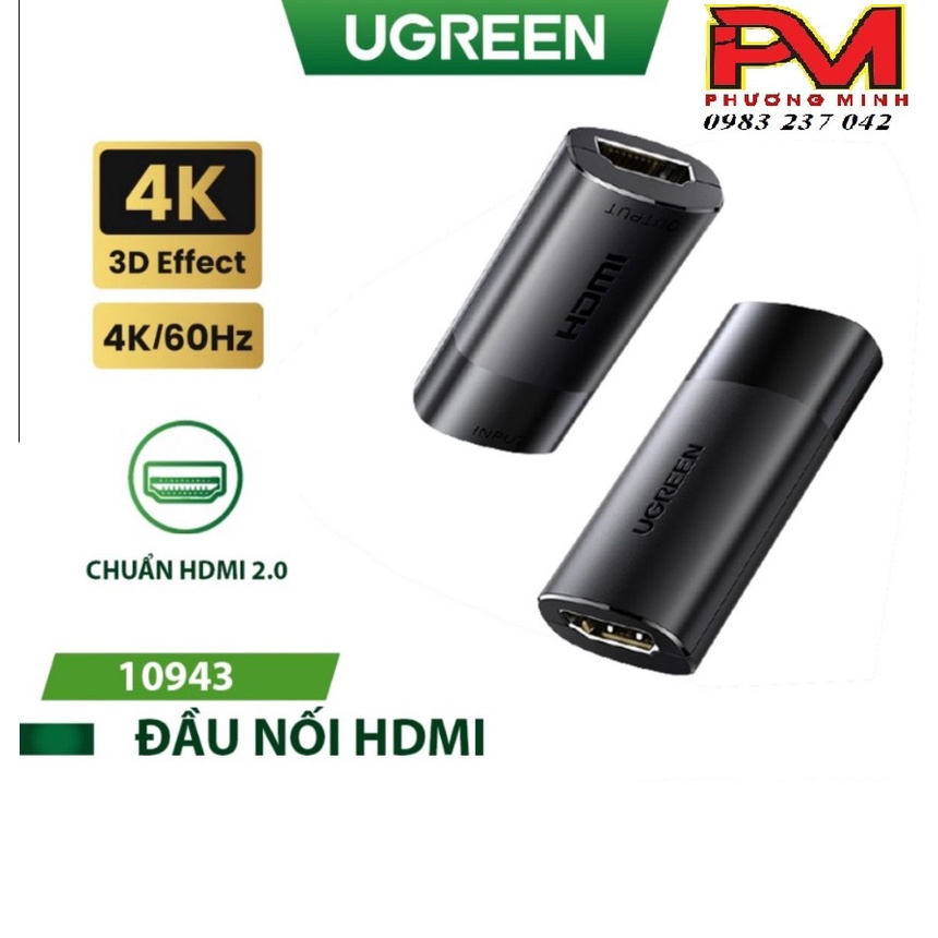 Đầu nối HDMI 2.0 Ugreen 10943 hỗ trợ 4K@60Hz cao cấp - Hàng chính hãng