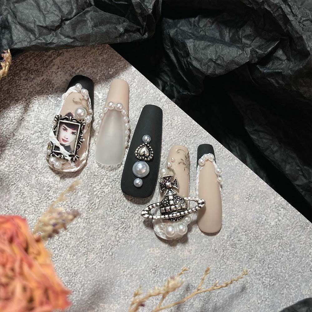 NEEDWAY 3D Nail Decoration Fashion Metal Crow Heart Old Style Punk Style Retro DIY Nail Art Ornament