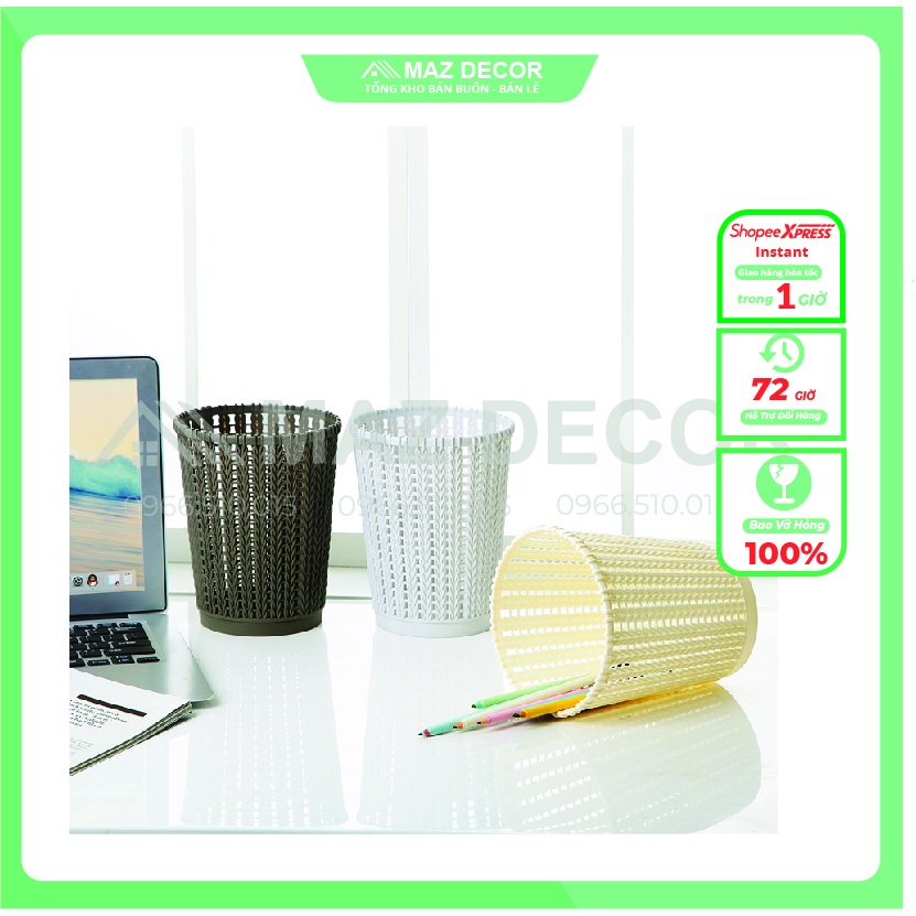 SALE GIÁ SỈ TẠI XƯỞNG Thùng rác Sọt rác bằng nhựa văn phòng dẻo đa năng đẹp giá rẻ cao cấp đan mây