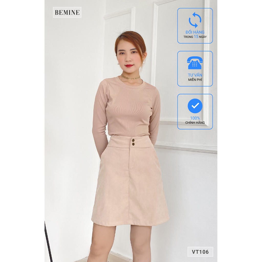 [Mã WABRLOW5 giảm 15% đơn 300K] Chân váy nhung 2 nút BEMINE VT106DA