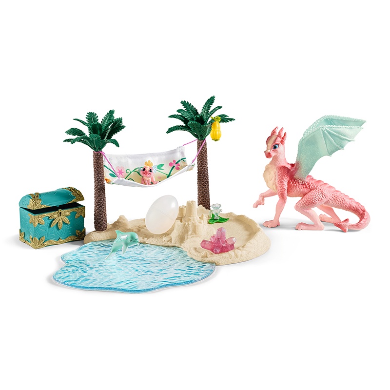 Đồ Chơi Mô Hình SCHLEICH Đảo Rồng Và Thùng Kho Báu 42436