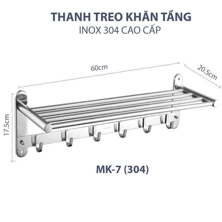 [HÀNG CAO CẤP] Giá Treo Thanh Treo Máng Khăn Đồ Dùng Nhà Tắm Inox 304 - MK15