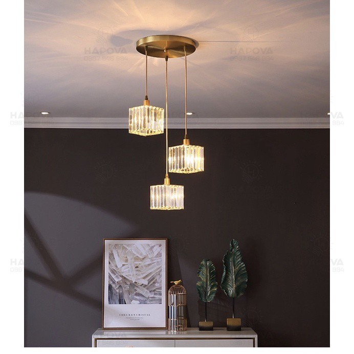 Bộ 03 Đèn thả trần trang trí pha lê HAPOVA DT 9575/3
