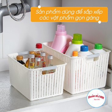 Rổ đan mây đựng đồ đa năng 3 size nhựa Việt Nhật, Giỏ đan đựng quần áo, dụng cụ nhà bếp thiết kế hiện đại (3415)-br01262