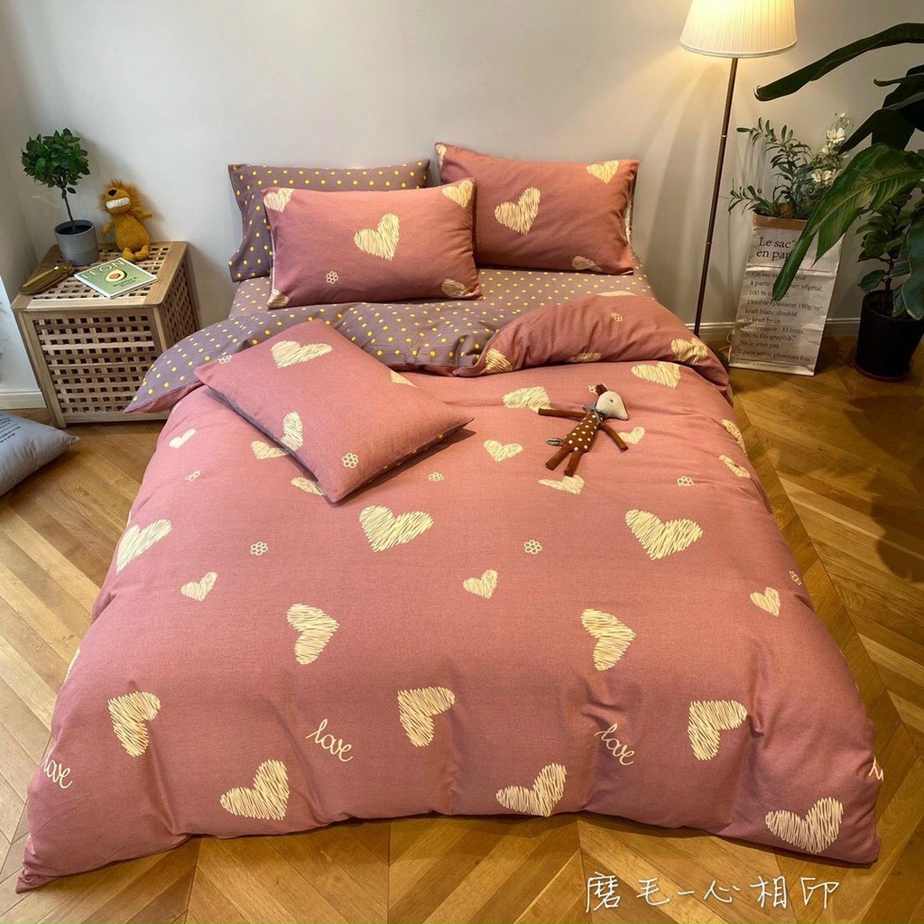 Bộ chăn ga gối Cotton Poly M2T bedding Kẻ Hàn Quốc, vỏ chăn mền, drap gường và 2 vỏ gối | BigBuy360 - bigbuy360.vn