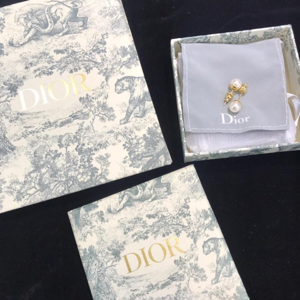 Dior Bông Tai Mạ Vàng 18k Đính Ngọc Trai Nhân Tạo Thời Trang Dành Cho Nữ 925