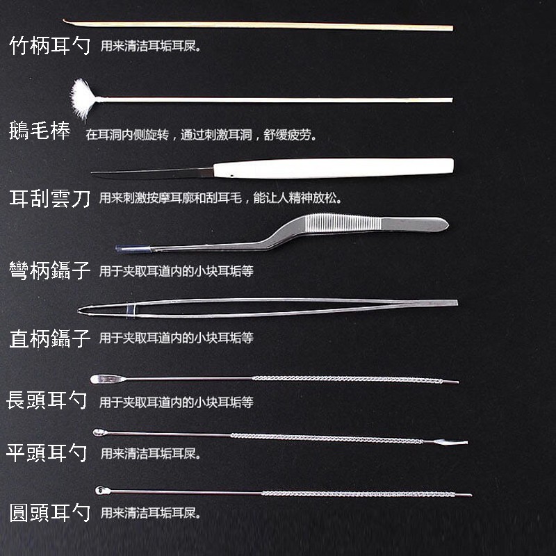 Bộ Dụng Cụ Ngoáy Tai Bằng Thép Không Gỉ Cao Cấp Kèm Hộp Gỗ Lông Ngỗng Và Nhíp Gắp Tai