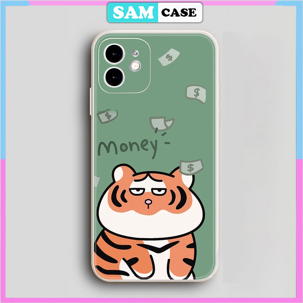 Ốp lưng iPhone 6/6s/7/8/X/XS/11/12/13/14 Pro Plus Max viền vuông chống sốc bảo vệ camera silicon mềm Hổ cute dễ thương