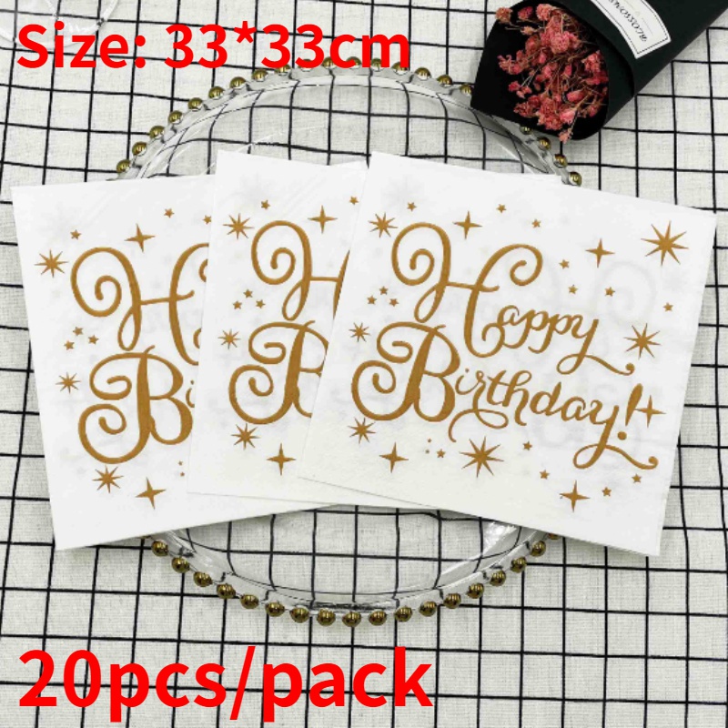 Set 20 Khăn Ăn In Chữ Happy Birthday Dùng Một Lần Trang Trí Tiệc