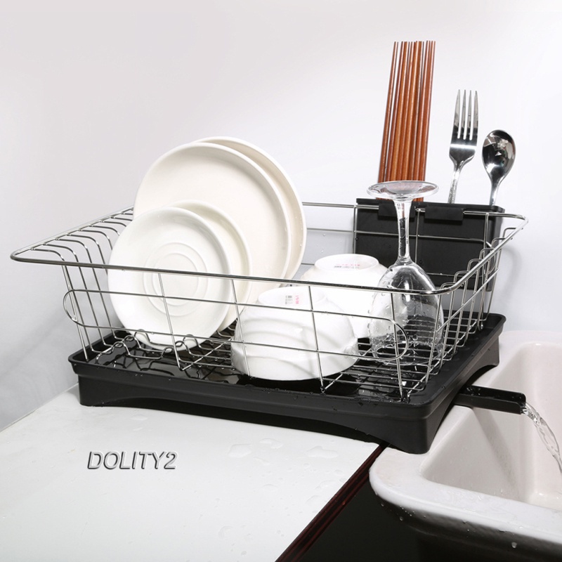 Dish Rack Stainless Steel Drainer Kitchen Cutlery Storage Space Saver