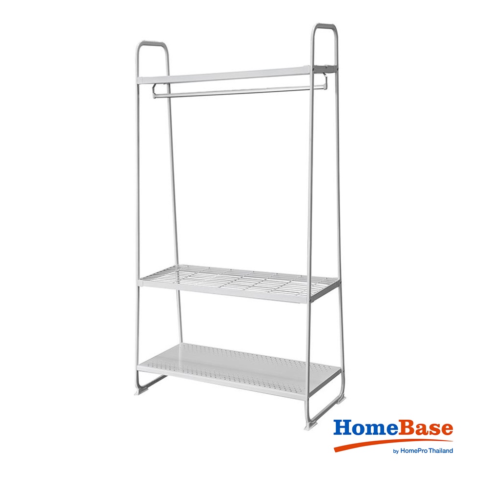 HomeBase PLIM Cây phơi đồ sào phơi đồ bằng thép sơn mạ 3 tầng Thái Lan W90xH175.5xD45cm màu trắng