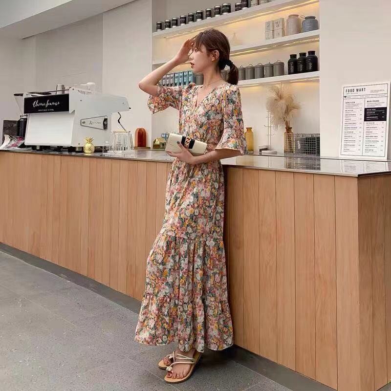 2021 NEW ARRIVAL ready stock french style dress Floral skirt women fashion clothes