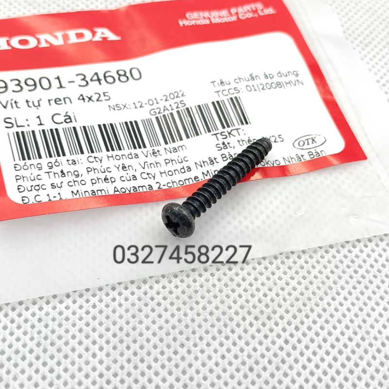 Ốc, bắt nắp giữa đèn hậu xe DREAM, WAVE, FUTURE...  zin.  vít tự ren 4x25