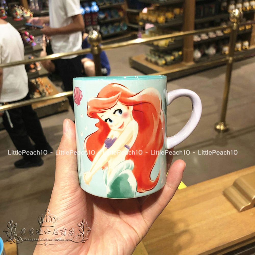 Ly sứ cốc sứ Disney cao cấp chính hãng có quai cầm tay hình Car Olaf Ariel cho nam và nữ 320ml