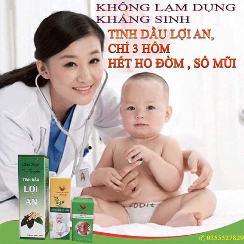 [Hết ho đờm] Thảo dược bôi ho đờm Lợi An (chai vàng) + tặng cốc chia vạch