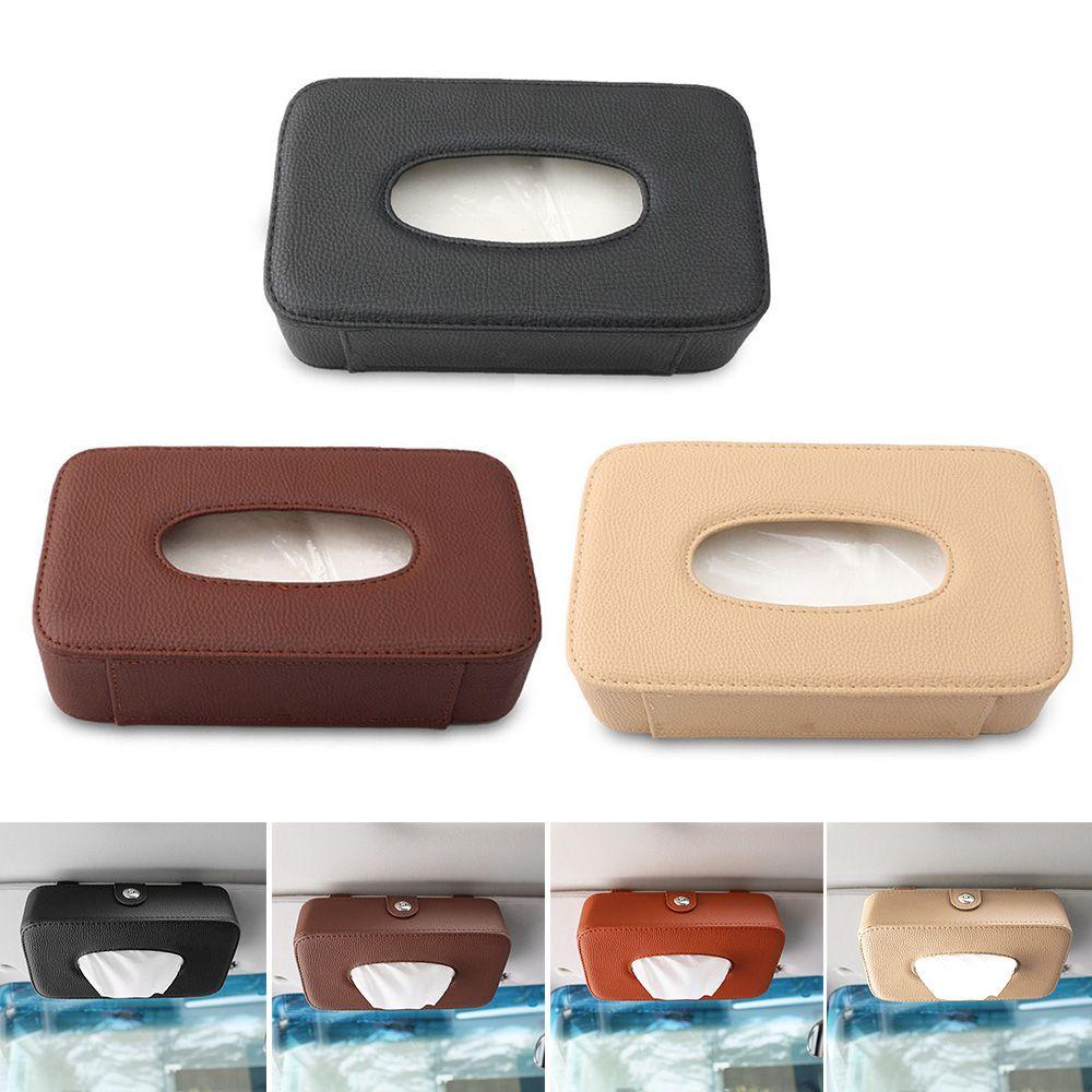 Hộp Đựng Khăn Giấy Bằng Da PU Gắn Tấm Che Nắng Xe Hơi Tiện Dụng