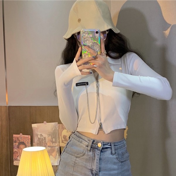 Áo Polo Tay Dài Cổ Bẻ Phối Khóa Kéo Thời Trang Trẻ Trung | BigBuy360 - bigbuy360.vn